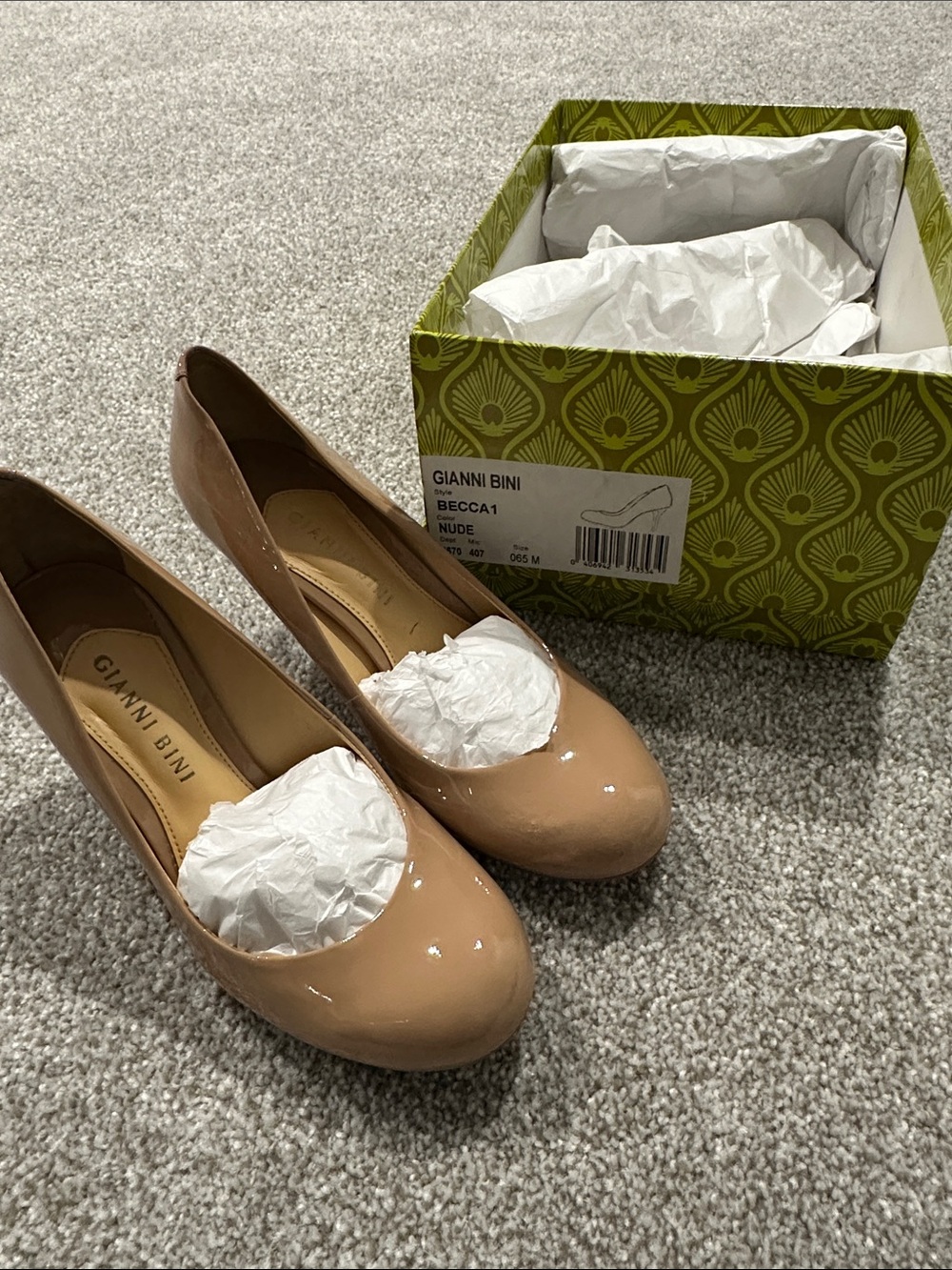 Gianni Bini Nude Patent Round-Toe Pumps